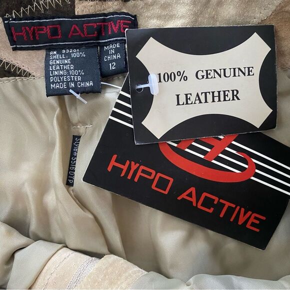 Vintage Y2K Deadstock Genuine Leather Patchwork Pants Size 12 - Picture 7 of 8